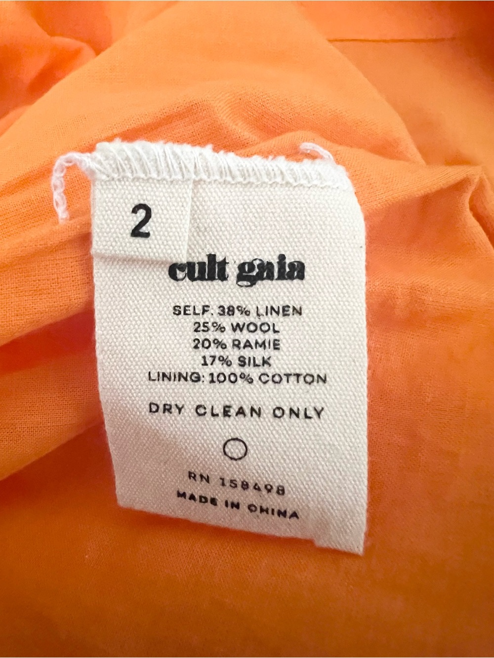 NWT Cult Gaia Muna Off The Shoulder Midi Dress Orange Size 2 - Picture 8 of 9
